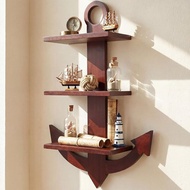 Pinkunn Solid Wood 3 Tier Anchor Wall Shelf, Nautical Coastal Decor, 24" H