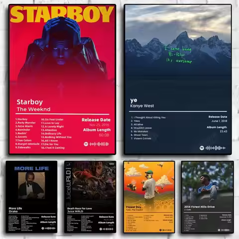 The Weeknd Kanye West Drake Hip Hop Singer Star Music Album Posters For Living Room Home Wall Decor 