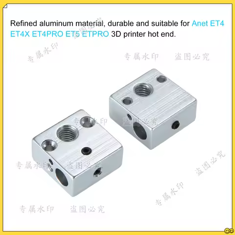 2pcs ET4 Aluminum Heater Block Hot End Heating Block 20*20*10mm M6 nozzles for Anet ET4 ET4X ET4PRO 