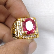 MERAH SILVER GOLD RING 926 SIAM RUBY RED GEM OVAL CUTTING MODEL