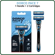 DORCO Pace 7 Razor Set – 1 Handle + 2 Cartridges, 7-Blade System – Made in Korea