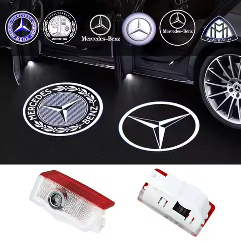 QQ 2pcs Car door welcome light logo Emblem Mercedes Benz AMG A C E GLC GLA GLE GLB Class W177 W205 W