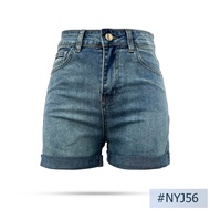 กางเกงยีนส์ขาสั้นปลายขาพับ นิยมยีนส์ Niyom jeans สียีนส์ผ้า ผ้ายืด ปลายขาพับเย็บติด รุ่น NYJ56