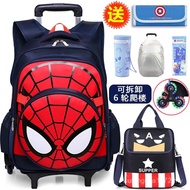 Beg Sekolah Troli Spider-Man untuk Pelajar Sekolah Rendah Lelaki Darjah 3-5-6 Sarung Troli Kanak-kan