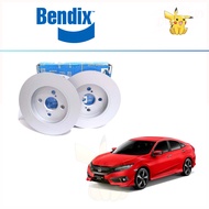 1 Set - Bendix Front Set And Rear Disc Rotor - Honda Civic FC / TEA 1.8 / 1.5T 2016 BR2540 BR2541