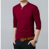 Men's Button Shirt Long Sleeve Plain v-neck Latest Boys Factory Price distro model