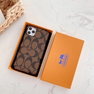 Coach Printed half-packed hard shell with velvet on the back Phone Case for IPhone 15 14 16 13 pro m