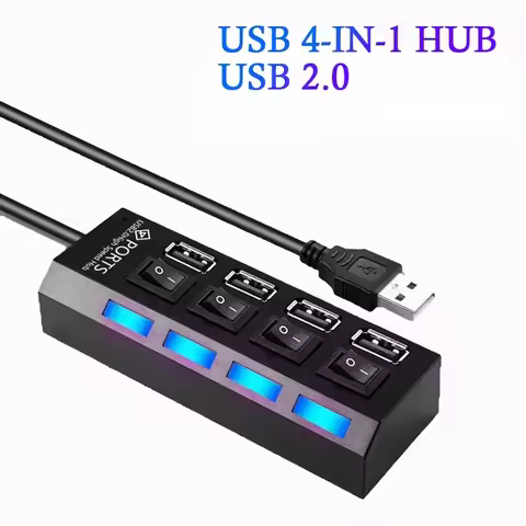 USB Switch Extension Hub 4-port USB 2.0 Hub Computer USB Extension Hub USB 2.0 Splitter With Switch 