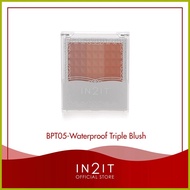 ➡ ╱ ← ▦ IN2IT Waterproof Triple Blusher Make-Up Palettes with Mirror 01-BPT