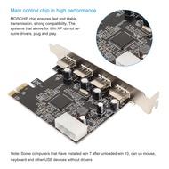 {asfrdt} PCIe To USB 2.0 Card PCIe To USB2.0 Eansion Card 4 Ports Widely Compatible 4 Pin Power for 