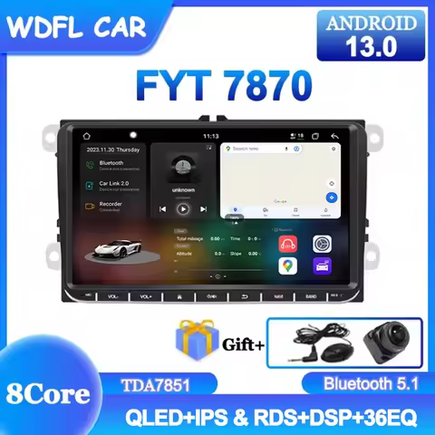 FYT7870 Android13 FM radio RDS Bluetooth5.1 9Inch 2 din 8Core 2.7GHz Android Car Radio For VW Volksw