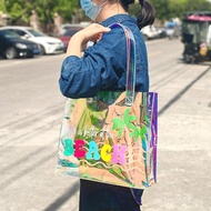 Beach Laser Tote Bag Transparent PVC Waterproof Bag Colorful Swimming Bag Auto Show Show Jelly Shoul