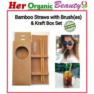 Bamboo Straws with Brush(es) &amp; Kraft Gift Box Set. %