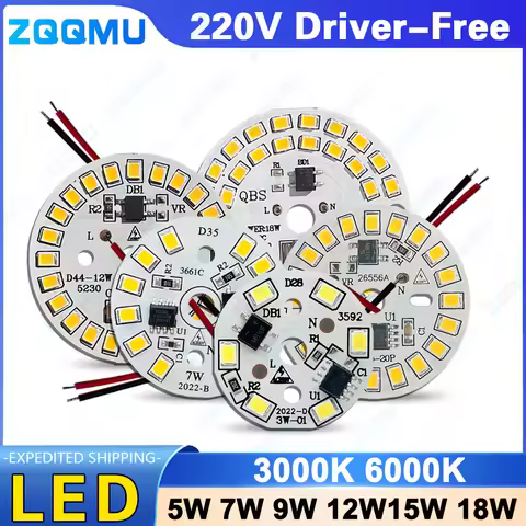 10PCS Two Kinds Of 3W 5W 7W 9W 12W 15W 18W 220V High Voltage Light Panel Round Light Panel Driver-Fr