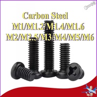 Black cross round head screw, small screw, pan head screw M1/M1.2/M1.4/M1.6/M2/M2.5/M3/M4/M5/M6 * L2