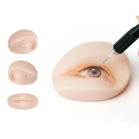 3D 2 Eyes with 1 Lips Practice Makeup Tattoo Tools Permanent Skin Replacement Soft Silicone for Trai