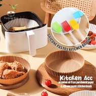 PKB 100pcs 20cm Air Fryer Disposable Baking Papers Non-Stick Steamer Round Parchment Paper Liners Silicone Brush