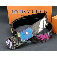 Ready Stock 100% Authentic Guarantee LV Cowhide Plate Buckle Belt Men's Fashion Belt belt