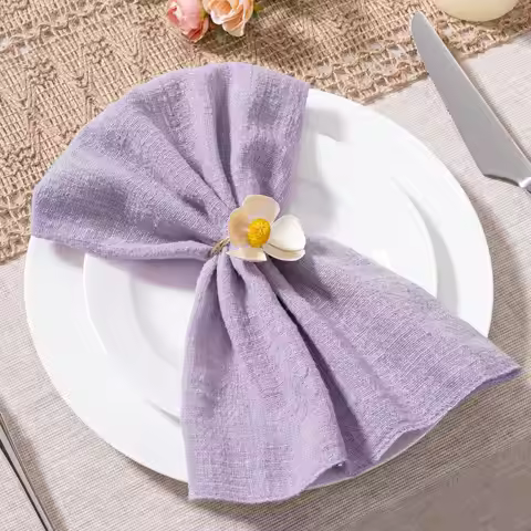 48PC Pink Cloth Napkins 30X30CM Handmade Gauze with Fringe Rustic Dinner Napkins for Wedding Party B