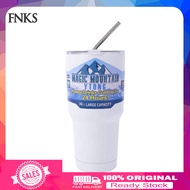 [Ready stock]  Coffee Cup with Straw Lid Insulated Ice Cup 900ml Stainless Steel Insulation Tumbler with Straw Hot Cold Drinks Bottle for Office Outdoor Use