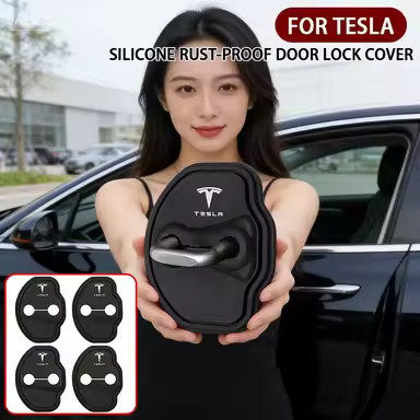 4Pcs Tesla Car Silicone Door Lock Cover Shock Absorber Protective Sticker for Tesla Model 3 Y S X Ro