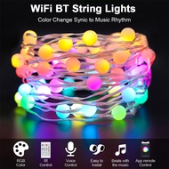 TuYa WiFi Smart String Lights Outdoor IP65 Waterproof Fairy Lights RGB Music Sync Garland Lights With Alexa Home
