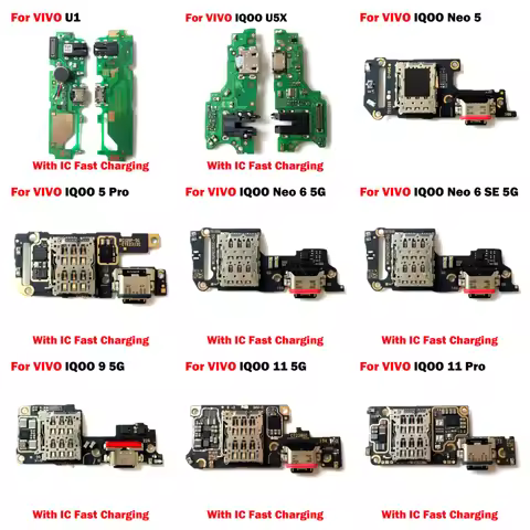 For VIVO IQOO 5 6 SE 9 11 Neo Pro Z9 Z10 Turbo U5X U1 USB Charging Port Dock Connector Flex Cable