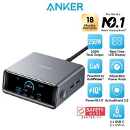 Anker Prime Charger, 250W 6-Port GaN Charging Station Fast Charging USB C Charger Adapter Desktop Mu