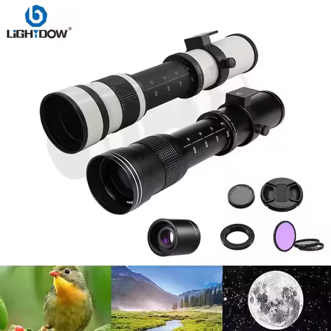 Lightdow 420-800mm f/8.3-16 Manual Telephoto Zoom Lens With 2X Converter+UV+CPL+FLD 3-in-1 Camera Fi