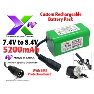Rechargeable 18650 2S2P Battery 5200mAh 7.4v 8.4V With BMS 8A Battery Cell Pack Replacement for LED 