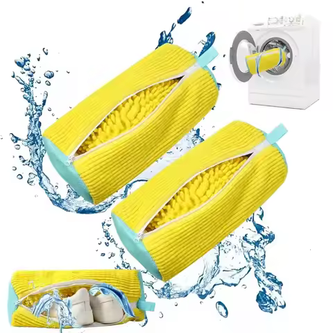 2PCS Chenille Shoe Laundry Bags Non-Abrasive Washing Machine Shoe Protector Bags for Sneakers Travel