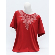 MM 0908-L RAYON SPANDEX TOP WITH MOTE LACE NECK LD 94 CM FIT TO M MISSMODE SVL