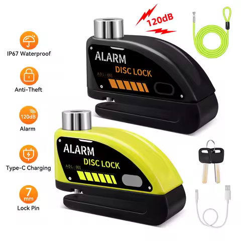 Motorcycle Bicycle Disc Brake Lock MTB Road Bike Alarm Disc Cable Lock Anti-Theft Motorcycle Brake D