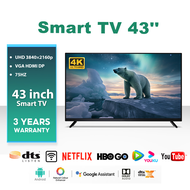 ทีวี 43 นิ้ว smart tv 32 นิ้ว สมาร์ททีวี tv 4K UHD 50 นิ้ว โทรทัศน์ LED เชื่อมต่อwifi Android TV รับประกัน 3ปี Youtube/Netflix Digital TV 32 One