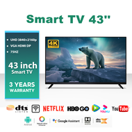 ทีวี 43 นิ้ว smart tv 32 นิ้ว สมาร์ททีวี tv 4K UHD 50 นิ้ว โทรทัศน์ LED เชื่อมต่อwifi Android TV รับ