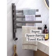 Hanging Rotating Swivel Towel Rack 4 Rails Space-Saving Bathroom Laundry Service Yard