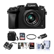Panasonic Lumix DMC-G7 Mirrorless Micro Four Thirds Camera with 14-42mm Lens, Black - Bundle with Camera Case, 32GB SDHC Card, Cleaning Kit, Memory Wallet, Card Reader, 46mm UV Filter, Software Pack