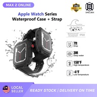 SHELLBOX IP68 Waterproof & Shockproof Protective Case + Sports Silicone Strap for iWatch Series 7 (4