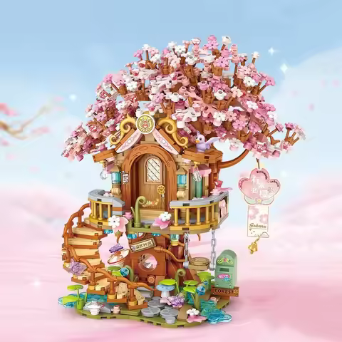LOZ mini Blocks Kids Building Toys Puzzle Cherry Blossoms Tree House Bricks Girls Gift Home Decor 13