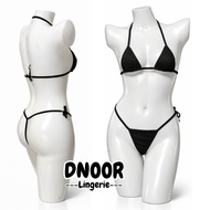 DNOOR Sexy Black and White Mini Bikini Bra and Gstring Strap Set Bra Set Lingerie Set Thong Bikini S