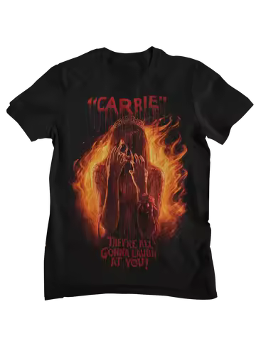 Carrie Retro Horror Movie Graphic T Shirt Men Classic Stephen King Fire Blood Cotton Short Sleeve St