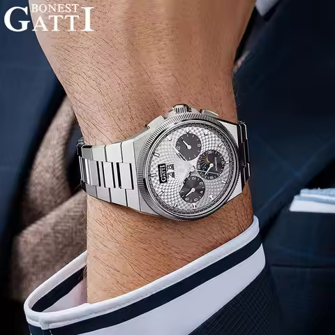 BONEST GATTI Men's Automatic Mechanical Watch 316L Stainless Steel Strap Luminous Waterproof Round D