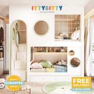 (Free Installation) Children's Bunk Bed Series/bed frame/staircase/wardrobe/ladder/ double decker bed