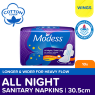 Modess All Night Extra Long with Wings Sanitary Napkin 10s - Heavy Flow,Fast Absorbing Against Leaks