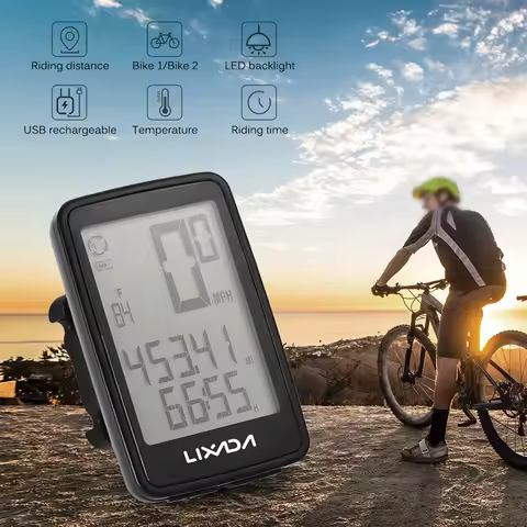 Lixada USB Rechargeable Cycle Computer Multifunctional Easy Using Wireless Bike Cycle Computer with 