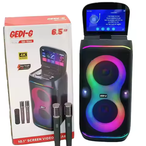 2 X 6.5 Inches All-in-one High Quality Smart Screen Portable Karaoke Speaker With 2 Microphones Lyri