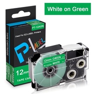 Comaptible Casio Label It Tape XR-12AGN XR12AGN 12mm 1/2'' White on Green Labeling Makers Tape Casse