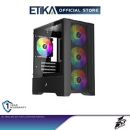 1st Player GO2 BLACK M-ATX Gaming Case | Micro ATX Tempered Glass PC Gaming Casing with 4x F7 ARGB F