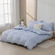 雙人/冬月羽絨被/好收納、可機洗、免被套、超保暖-陽台藍