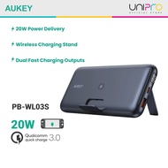 Aukey PB-WL03S 18W PD QC3.0 20000mAh Power Bank With Foldable Stand & Wireless Charging